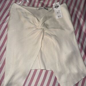 Abercrombie & Fitch White Knotted Sweater